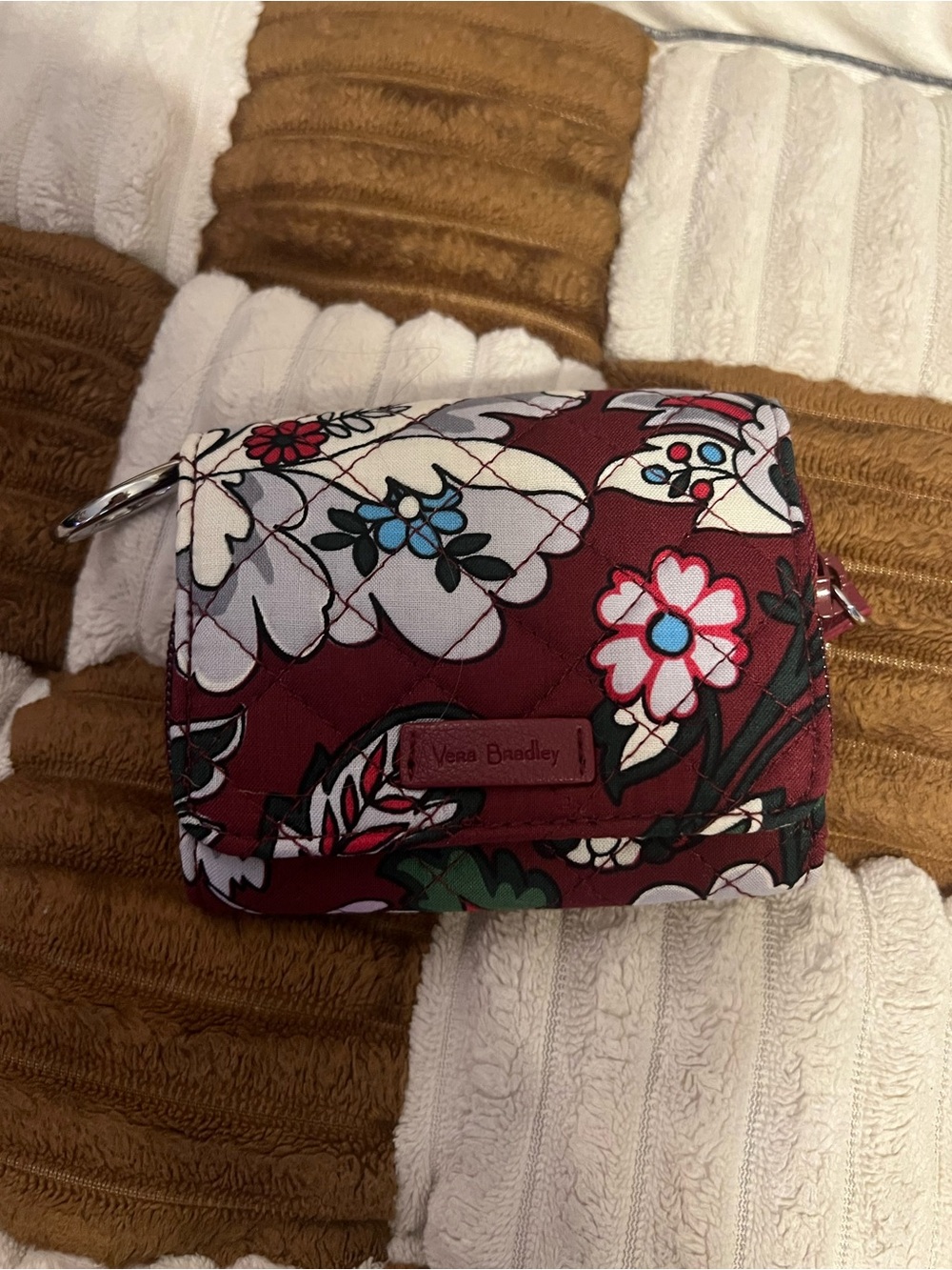Vera Bradley Iconic RFID Card Case in Bordeaux Blooms NWTS!